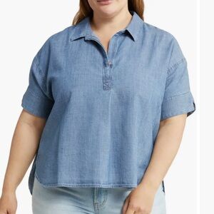 Nwt Calson Pleat Denim Top Sz XL #B4